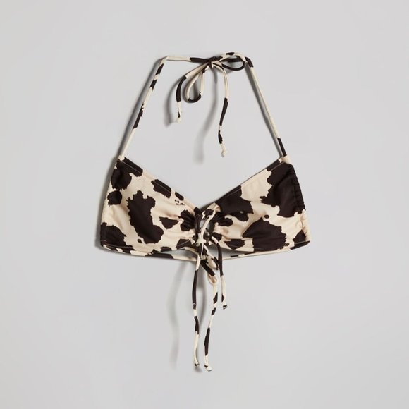 NWT BERSHKA SWIM cow print SEXY bikini SET Top & Bottom Cream Brown - Picture 7 of 9